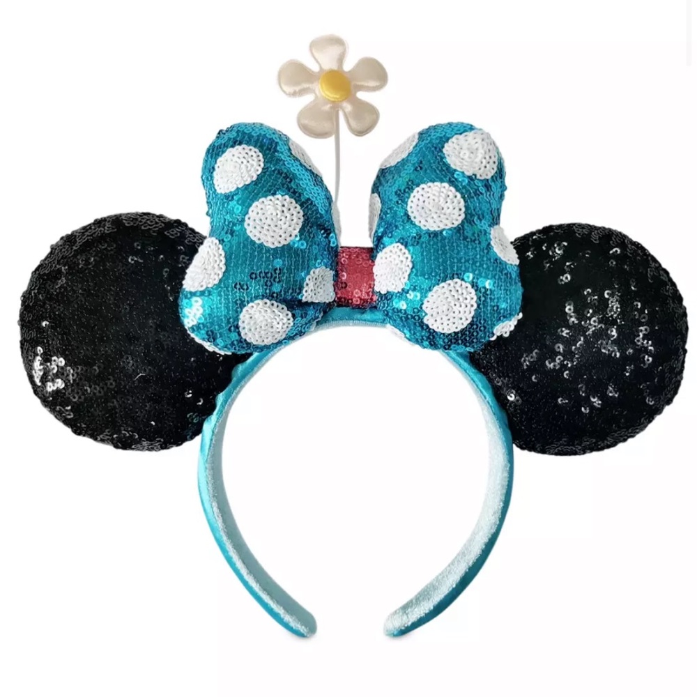 Minnie Mouse Sequined Ear Headband with Flower NWT